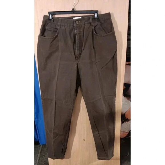 Talbots Petite (16) Womens Brown Jeans High Rise Tapered Leg 100% Cotton - Picture 7 of 7